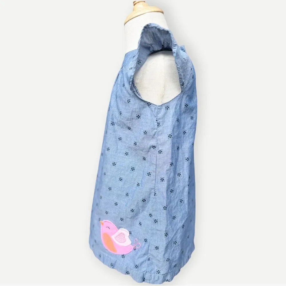 Carter’s Just One You Girls Flutter Sleeve Bird Embroidered Dress. 18 Months.